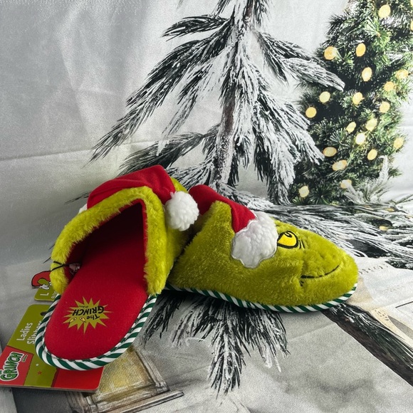 The Grinch :L(9/10) Women Christmas Holiday Slide Slippers/Socks Multi Color - Picture 6 of 8